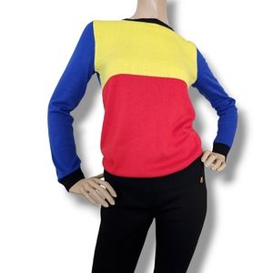 Admit One Retro (80s, 90s) Color Block Knit Sweater *As Is*